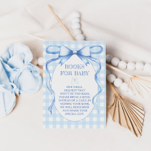 Blue Bow Ribbon Books For Baby Watercolor Enclosure Card