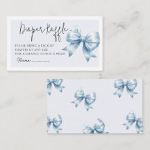 Blue Bow Ribbon Boy Baby Shower Enclosure Card
