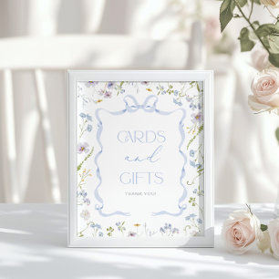 Blue Bow ribbon Wildflower Cards and gifts Poster