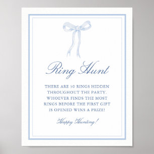 Blue Bow Ring Hunt Ring Game Bridal Shower Poster