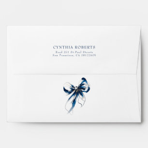 Blue Bow Romantic Elegant Chic Return Address Envelope