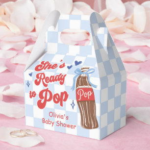 Blue Bow She's Ready to Pop Baby Shower Favour Box