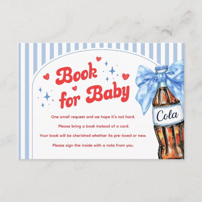 Blue Bow She's Ready to Pop Book for Baby Card (Front)