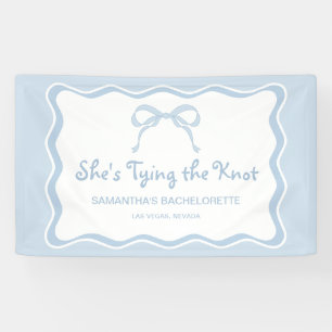 Blue Bow Shes Tying the Knot Bachelorette Party Banner