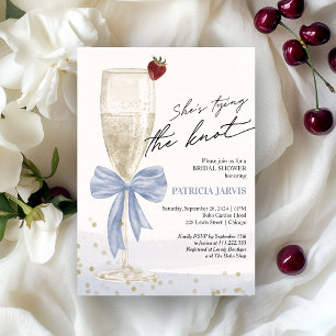 Blue Bow She's Tying the Knot Bridal Brunch Invitation