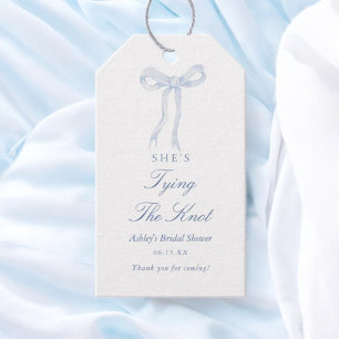 Blue Bow She's Tying The Knot Bridal Shower Gift Tags
