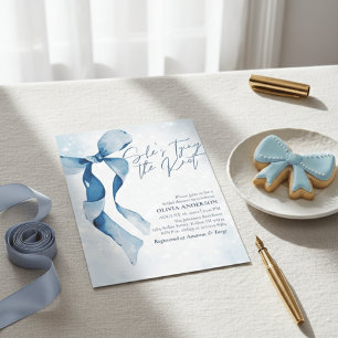  Blue Bow She's Tying the Knot Bridal Shower Invitation