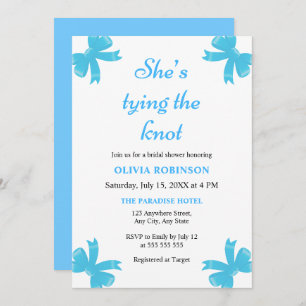 Blue Bow She's Tying the Knot Bridal Shower  Invitation