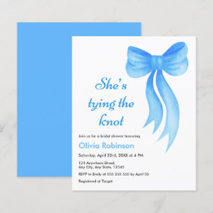Blue Bow She's Tying the Knot Bridal Shower Invite