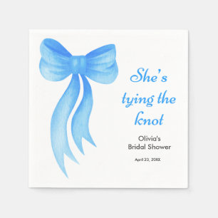 Blue Bow She's Tying the Knot Bridal Shower  Napkin