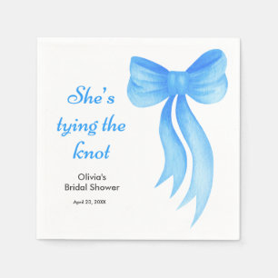Blue Bow She's Tying the Knot Bridal Shower  Napkin