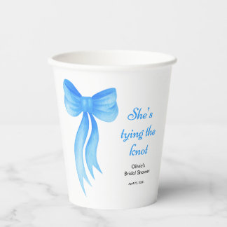 Blue Bow She's Tying the Knot Bridal Shower  Paper Cups
