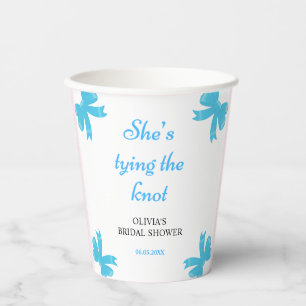Blue Bow She's Tying The Knot Bridal Shower Paper Cups