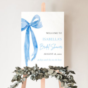 Blue Bow She's Tying the Knot Bridal Shower Poster