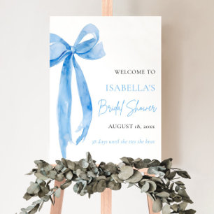 Blue Bow She's Tying the Knot Bridal Shower Poster