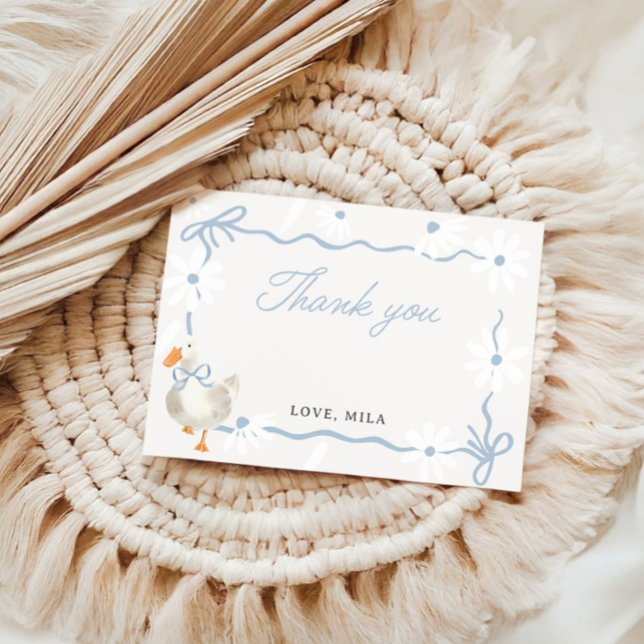 Blue Bow Silly Goose Coquette Birthday Thank You Card (Creator Uploaded)