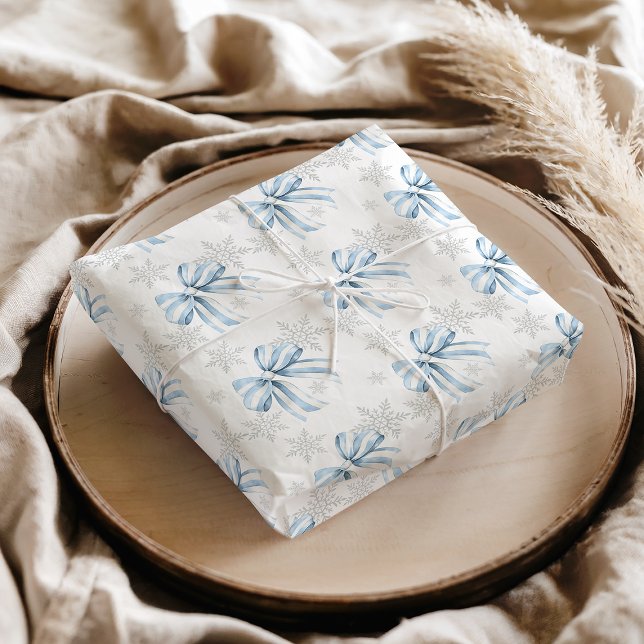 Blue Bow Silver Snowflake Winter Theme Tissue Paper (Blue Bow Silver Snowflake Winter Theme Tissue Paper
The #holidaywrappingpaper
#wintrethemewrapping
)