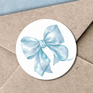 Blue Bow Simple Bridal Or Baby Shower Classic Round Sticker