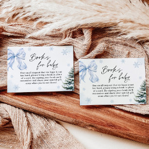 Blue Bow Snowflake Baby Shower Books for Baby Card