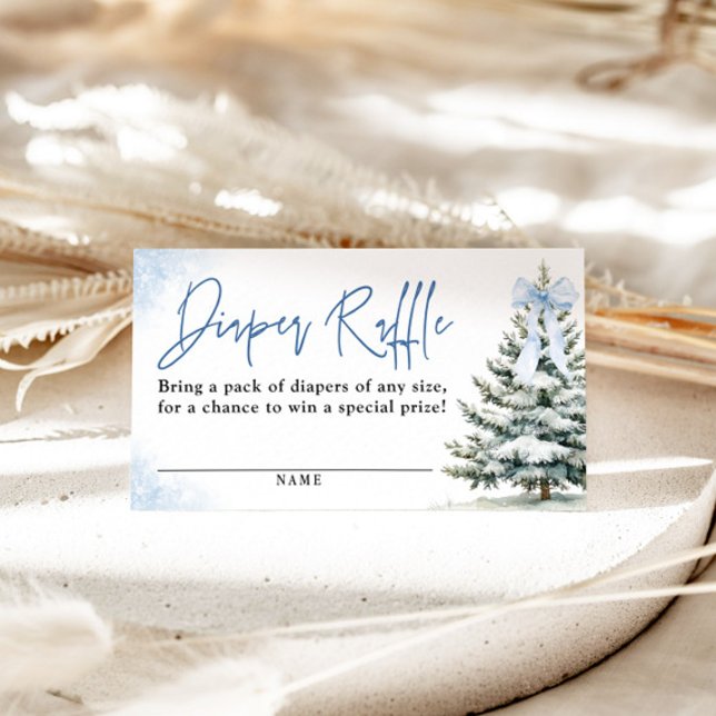 Blue Bow Snowflake Baby Shower Diaper Raffle Card (Creator Uploaded)