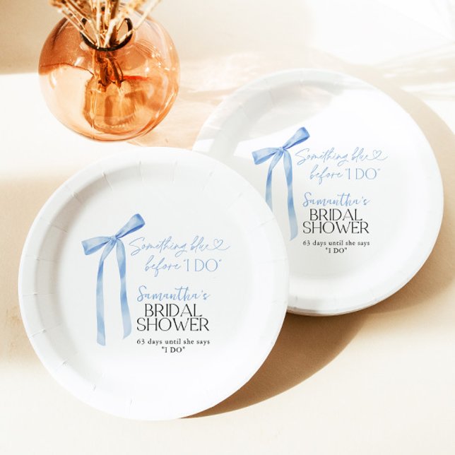 Blue Bow Something Blue Before I DO Bridal Shower Paper Plate (Creator Uploaded)