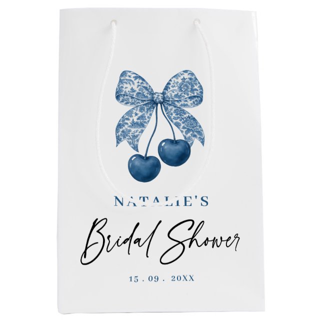 Blue Bow Something Blue Bridal Shower Favor Bags (Front)