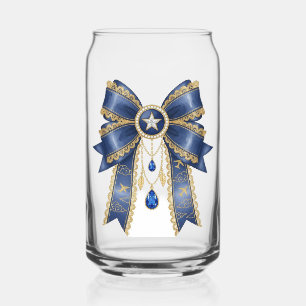 blue bow style can glass