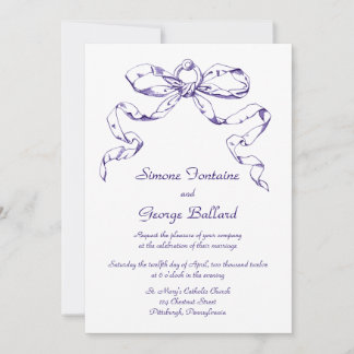 Blue Bow Swag Wedding Invitation