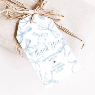 Blue Bow Sweet 16th Birthday Party Favor Tags