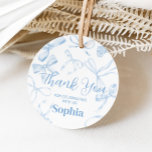 Blue Bow Sweet 16th Birthday Party Round Favour Tags<br><div class="desc">Thank your guests with these cute Coquette favour tags,  the perfect addition to your party giveaways. Customisable and easy to print,  they’ll add a heartfelt detail to your celebration.

111BD C</div>