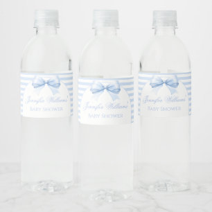 Blue Bow Sweet Baby Boy Shower Water Bottle Labels