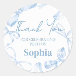 Blue Bow Sweet Sixteen Birthday  Classic Round Sticker