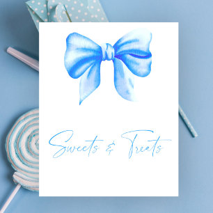 Blue bow - sweets and treats baby shower poster