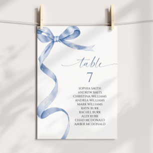 Blue Bow Table Number Seating Chart