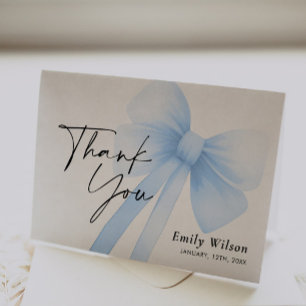 Blue Bow Thank You Card