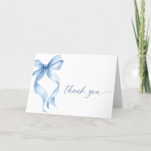 Blue Bow Thank You Card Editable Template
