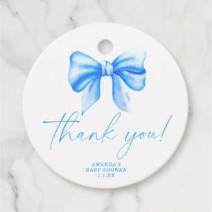 Blue Bow Thank You Card Favour Tags