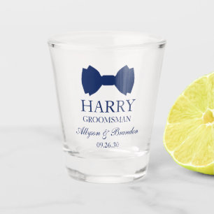 Blue Bow Tie Groomsman Shot Glass