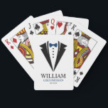 Blue Bow Tie "Groomsman" Tuxedo Playing Cards<br><div class="desc">Personalised gifts for your wedding party.</div>