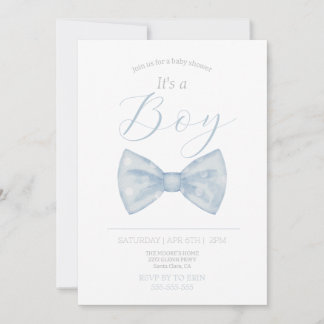 Blue bow tie it's boy baby shower invitation