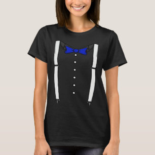 Blue Bow Tie Suspenders Cummerbund Tuxedo Bow Tie T-Shirt