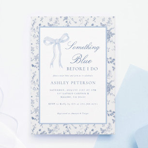 Blue Bow Toile Something Blue Bridal Shower Invitation