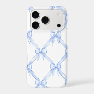 Blue Bow Trellis iPhone Case Coquette Lattice