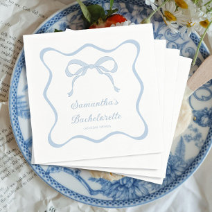 Blue Bow Tying the Knot Bachelorette Party Napkin