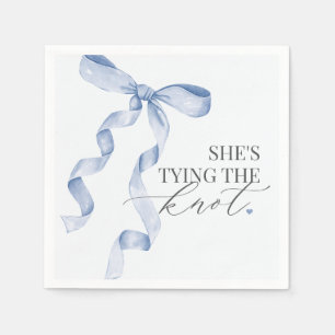 Blue Bow Tying the Knot Bridal Shower Decor Napkin