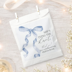 Blue Bow Tying the Knot Bridal Shower Dessert Favour Bags