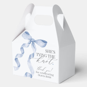 Blue Bow Tying the Knot Bridal Shower Gift Favour Box