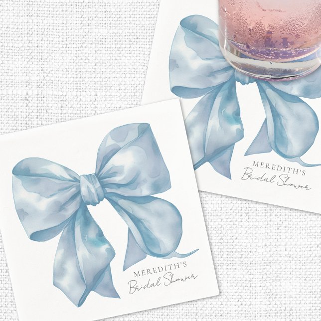Blue Bow Tying The Knot Bridal Shower Napkin (Blue Bow Tying The Knot Bridal Shower Napkins)