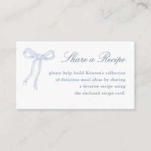 Blue Bow Tying The Knot Bridal Shower Recipe Enclosure Card
