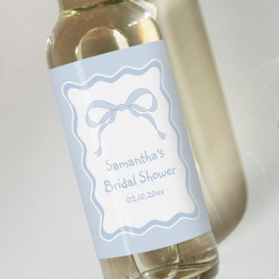 Blue Bow Tying the knot Bridal Shower Wine Label